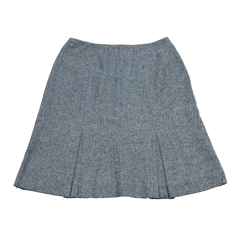 Valerie Stevens Herringbone Wool Blend Skirt Size 12P Modest Career Classic